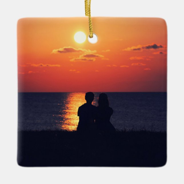 Ornamento De Cerâmica Percorrências Elegantes Personalizáveis de 2 Lados (Frente)