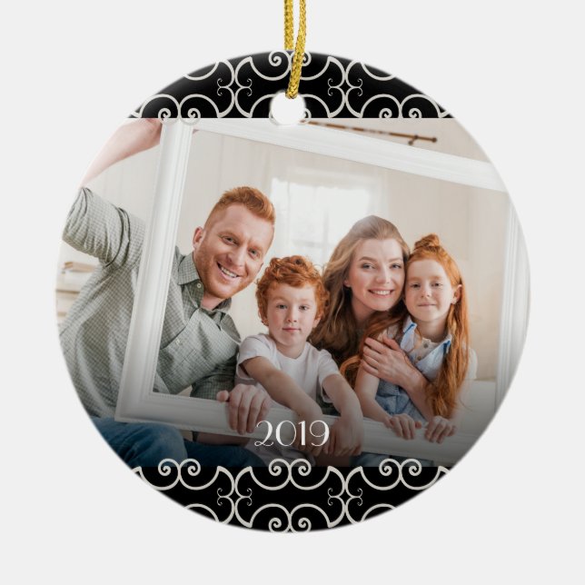 Ornamento De Cerâmica Percorrências Elegantes Personalizáveis de 2 Lados (Frente)