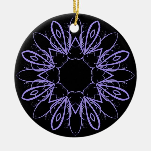 Ornamento De Cerâmica Periwinkle rico mandala (Frente)