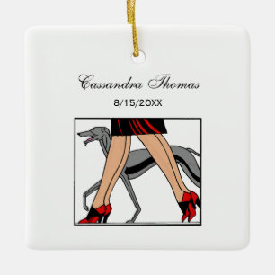 Ornamento De Cerâmica Pernas Art Deco Mulheres Greyhound Whippet Cão R