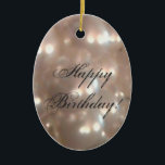 Ornamento De Cerâmica Pérola retro romântica elegante da antiguidade do<br><div class="desc">A antiguidade retro romântica elegante do vintage do estilo peroliza o ornamento do Oval do feliz aniversario</div>