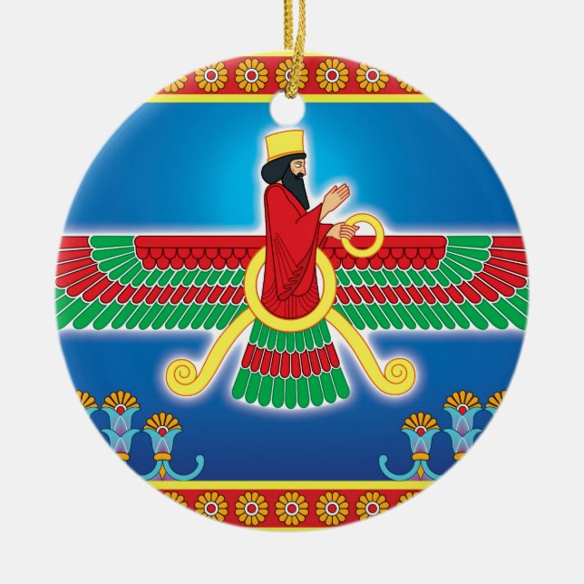 Ornamento De Cerâmica Persa Faravahar do Zoroastrian (Frente)