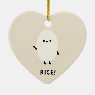 Ornamento De Cerâmica personagem de arroz fofo minimalista kawaii arroz