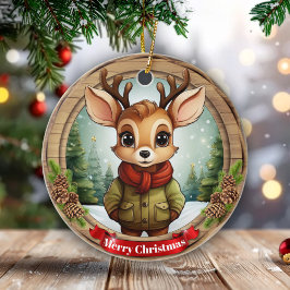 Ornamento De Cerâmica Personagem de Férias Rústicas Rena de Natal Presen