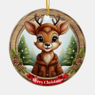 Ornamento De Cerâmica Personagem de Natal Veado Rena Animal Natal Cer