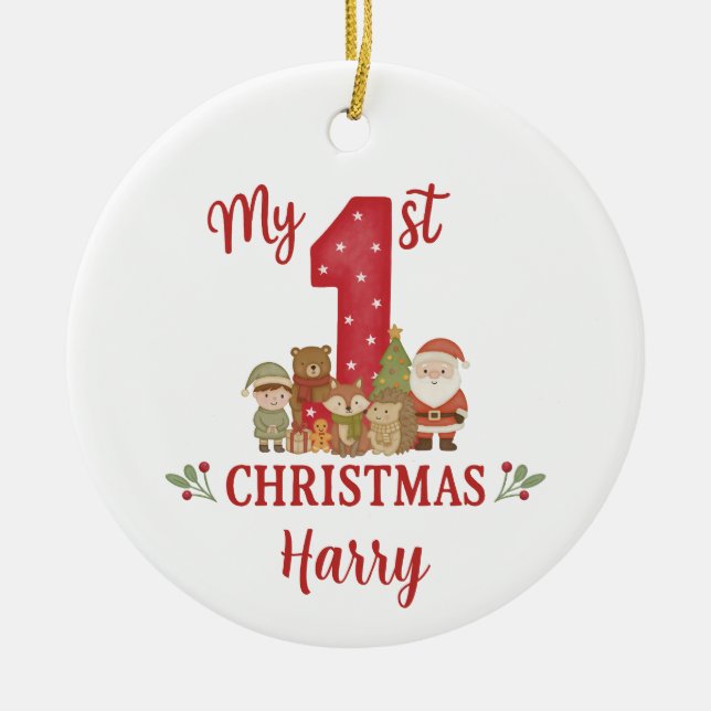 Ornamento De Cerâmica Personalised 1st Christmas Tree Decoration  (Frente)