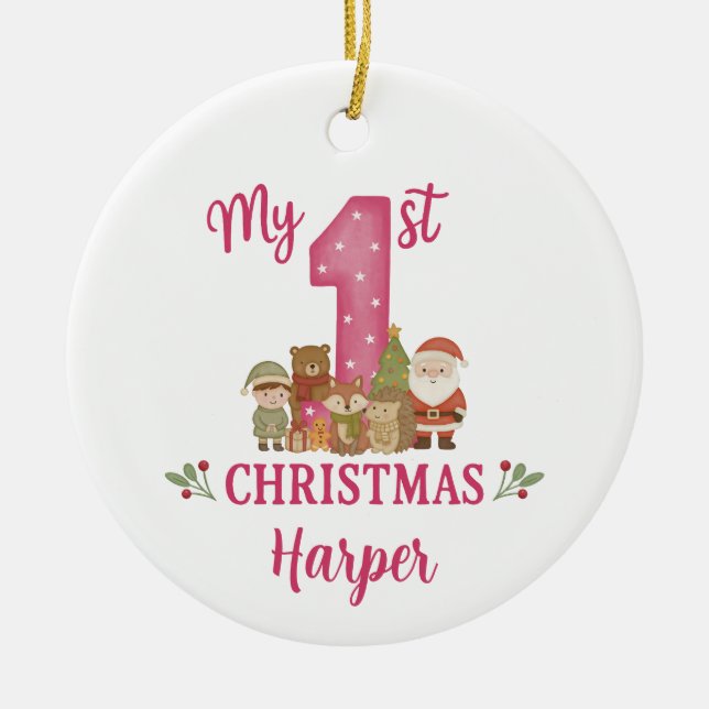 Ornamento De Cerâmica Personalised 1st Christmas Tree Decoration  (Frente)