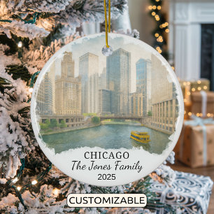 Ornamento De Cerâmica Personalised Chicago Ornament, Illinois