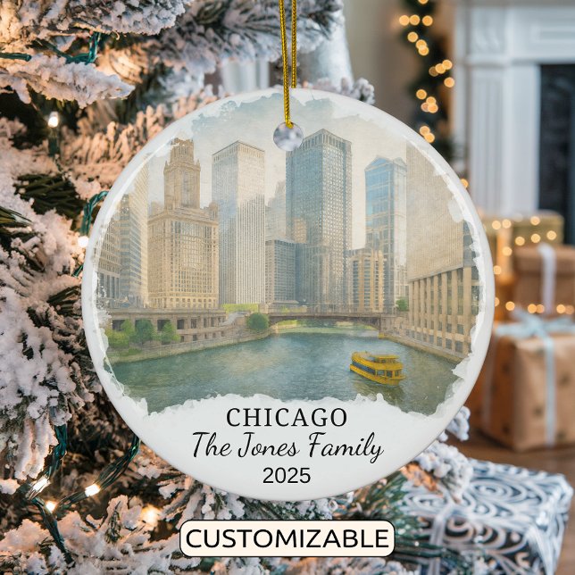 Ornamento De Cerâmica Personalised Chicago Ornament, Illinois (Criador carregado)