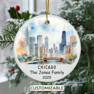 Ornamento De Cerâmica Personalised Chicago Ornament, Illinois