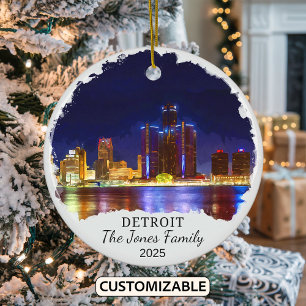 Ornamento De Cerâmica Personalised Detroit Ornament, Estado do Michigan