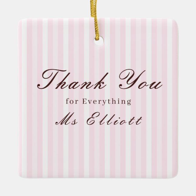 Ornamento De Cerâmica Personalised Thank You Teacher Ornament Pink Mist (Frente)
