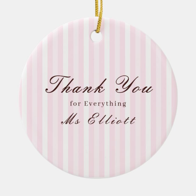 Ornamento De Cerâmica Personalised Thank You Teacher Ornament Pink Mist (Frente)