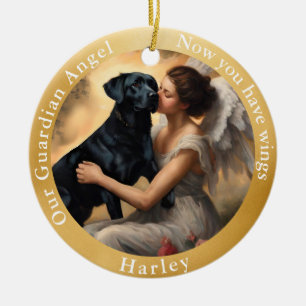 Ornamento De Cerâmica Personalização da Arte do Anjo do Memorial Black L