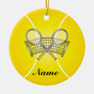 Ornamento De Cerâmica Personalização da Bola de Tênis Amarelo