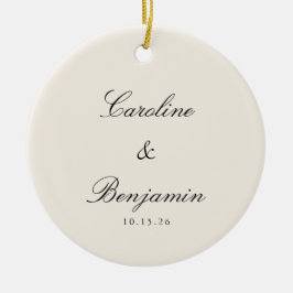 Ornamento De Cerâmica Personalização de Casamento de Marfim Elegante de 