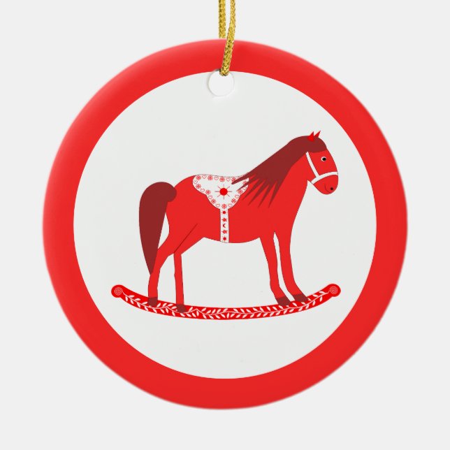 Ornamento De Cerâmica Personalização de Cavalo Fogueiro de Natal escandi (Frente)