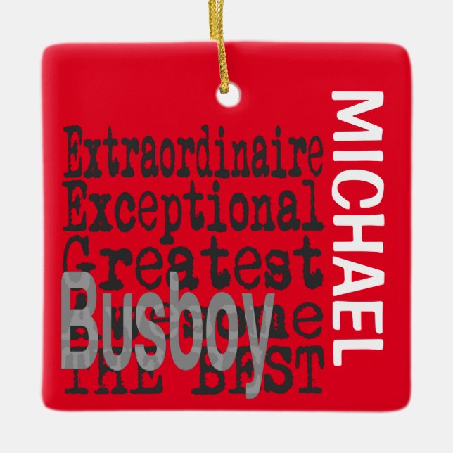 Ornamento de cerâmica PERSONALIZADA do Busboy Extr (Frente)