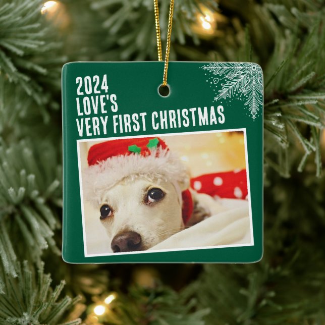 Ornamento De Cerâmica Personalizada Foto de Pet para o Primeiro Natal (Árvore)