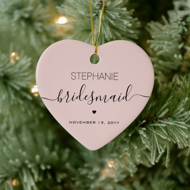 Ornamento De Cerâmica Personalizada Mínima Bridesmaid Personalizada (Árvore)