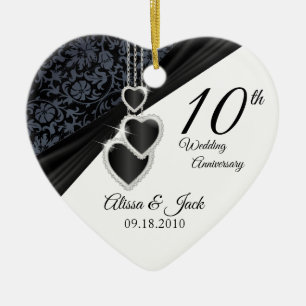 Ornamento De Cerâmica Personalizado - 10ª Foto do Aniversário de Casam