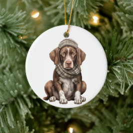 Ornamento De Cerâmica Personalizado Alemão - Ponteiro Curto - Arte Cão