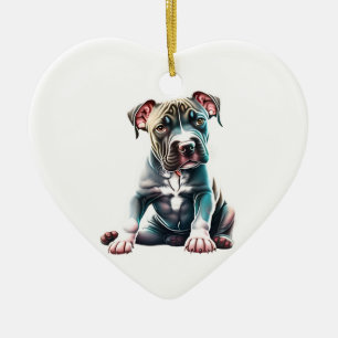 Ornamento De Cerâmica Personalizado Americano Staffordshire Terrier Pupp