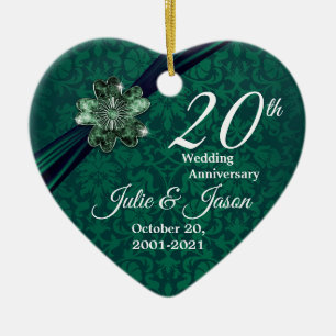 Ornamento De Cerâmica Personalizado - Aniversário de Casamento do Emera