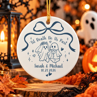 Ornamento De Cerâmica Personalizado Até Que a Morte Nos Separe no Hallow
