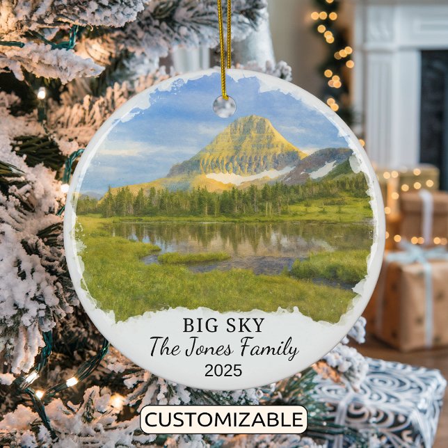 Ornamento De Cerâmica Personalizado Big Sky Ornament, Montana (Criador carregado)