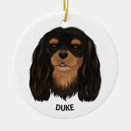 Ornamento De Cerâmica Personalizado Black e Cavalier King Spaniel