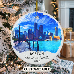 Ornamento De Cerâmica Personalizado Boston Ornament, Massachusetts