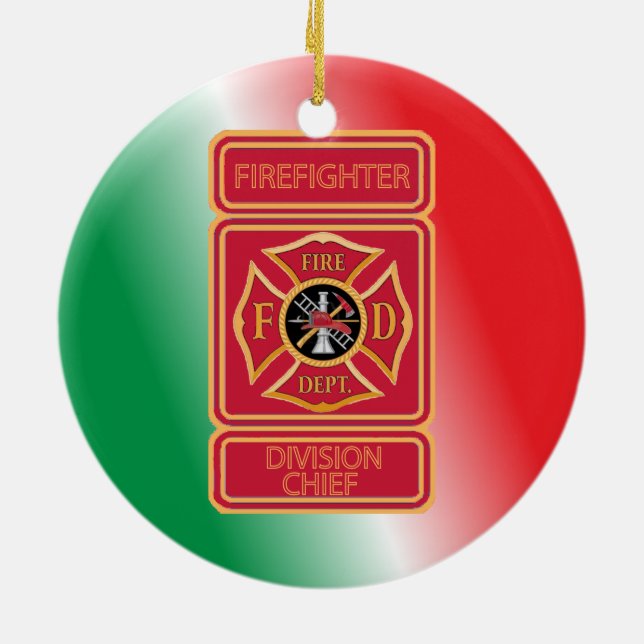 Ornamento De Cerâmica Personalizado Chefe da Divisão de Bombeiros (Traseira)