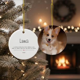 Ornamento De Cerâmica Personalizado com a Foto e Nome do Pet