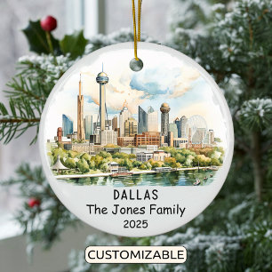Ornamento De Cerâmica Personalizado Dallas Ornament, Texas