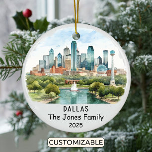 Ornamento De Cerâmica Personalizado Dallas Ornament, Texas
