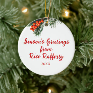 Ornamento De Cerâmica Personalizado do Sasonal Company Pine Branch Berri