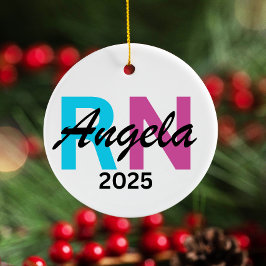 Ornamento De Cerâmica Personalizado Enfermeiro Ornament 2025, Custom RN