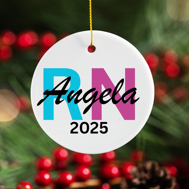 Ornamento De Cerâmica Personalizado Enfermeiro Ornament 2025, Custom RN (Criador carregado)