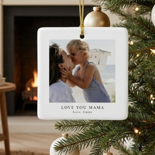 Ornamento De Cerâmica Personalizado Eu Te Amo Mamãe Foto v
