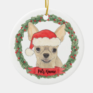 Ornamento De Cerâmica Personalizado Fawn Tan Cream Chihuahua