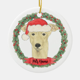 Ornamento De Cerâmica Personalizado Fawn Tan Greyhound