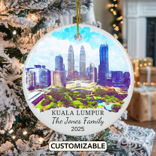 Ornamento De Cerâmica Personalizado Kuala Lumpur, Presente na Malásia