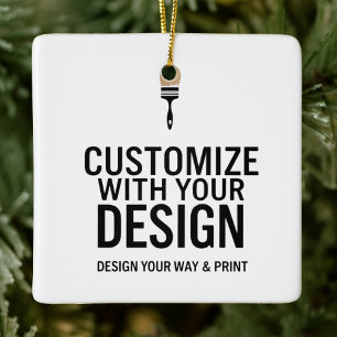 Ornamento De Cerâmica Personalizado Minimalista Marca da Empresa