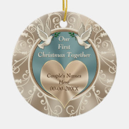 Ornamento De Cerâmica Personalizado Nosso Primeiro Natal Juntos