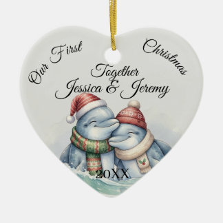 Ornamento De Cerâmica Personalizado Nosso Primeiro Natal Juntos Casais