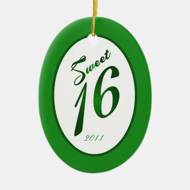 Ornamento De Cerâmica Personalizado Ornament Sweet 16 Verde (Frente)
