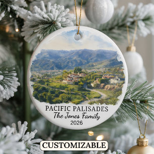 Ornamento De Cerâmica Personalizado Pacific Palisades, Califórnia