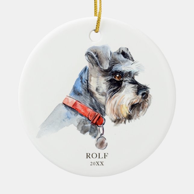 Ornamento De Cerâmica Personalizado Pet De Cão Personalizado Da Ilustraç (Frente)