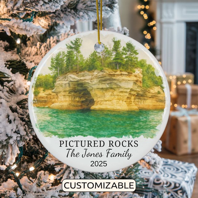 Ornamento De Cerâmica Personalizado Pictures Rocks Ornament, Michigan (Criador carregado)